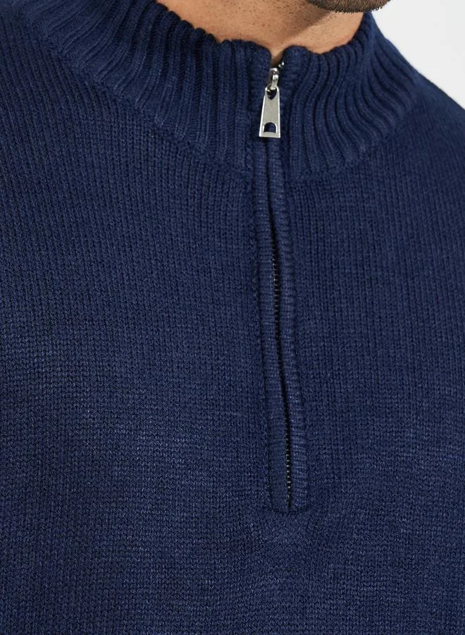 Styli Relaxed Fit Quarter Zip Up Lightweight Sweater