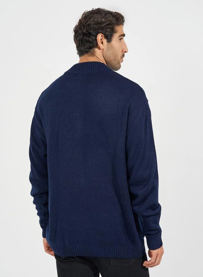 Styli Relaxed Fit Quarter Zip Up Lightweight Sweater