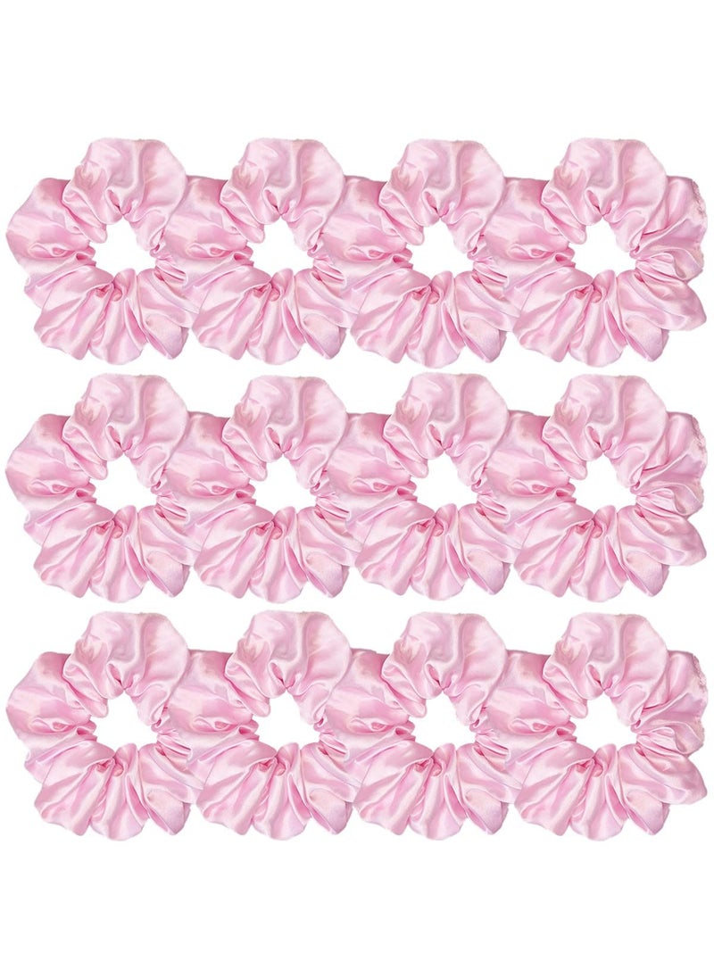Sufermoe - Sufermoe 12 Pcs Satin Silk Hair Scrunchies 45 Inch Light Pink Elastic Hair Ties for Women and Girls Fashion Hair Accessories for Daily Life Yoga Working Studying Running Holidays Parties - Image 1