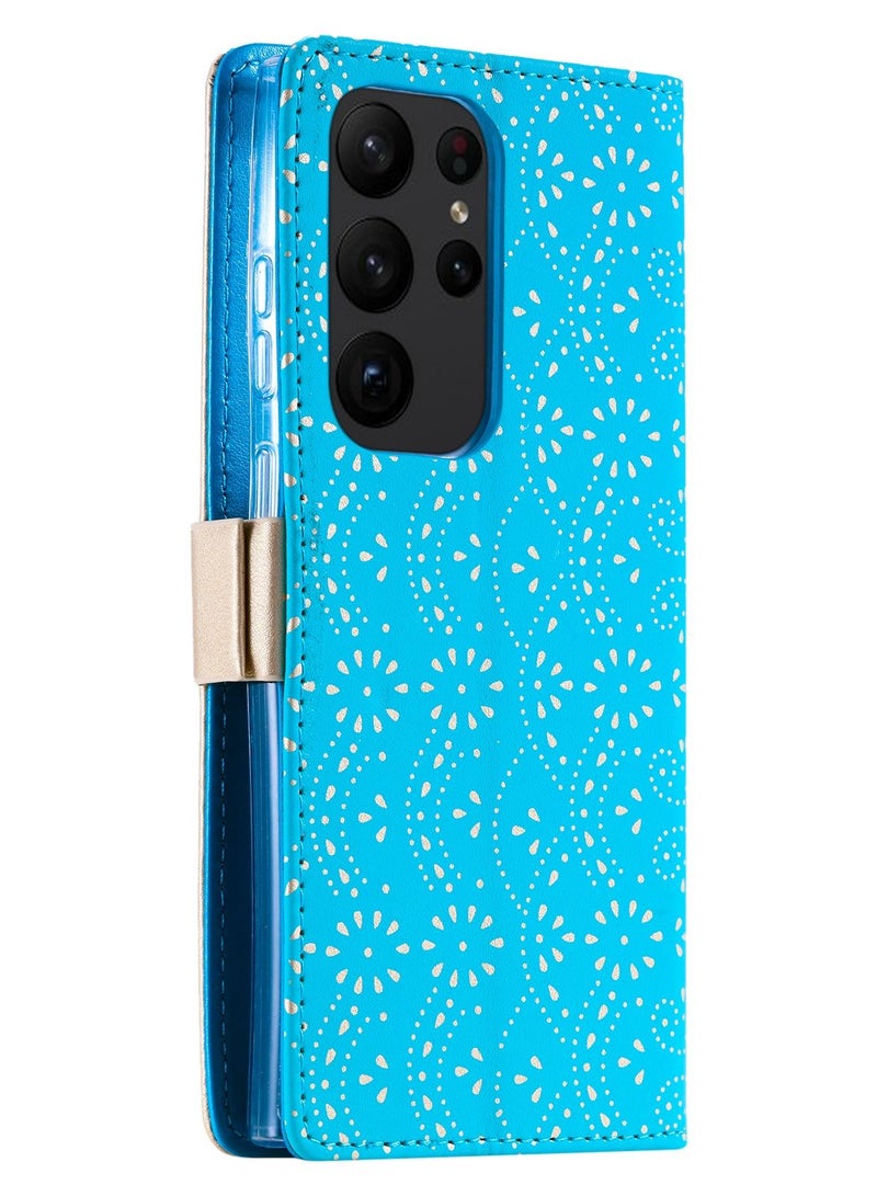 Suteni Lace Zipped Flip Cover Card Slots Leather Phone Case for Samsung - Image 2