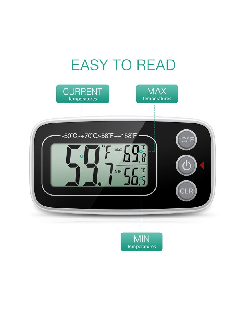 KASTWAVE Fridge Thermometer, Digital Refrigerator Freezer Thermometer with Clear LCD Display, Max/Min Function, 3 Mounting Options for Kitchen, Home, Restaurants - Image 2