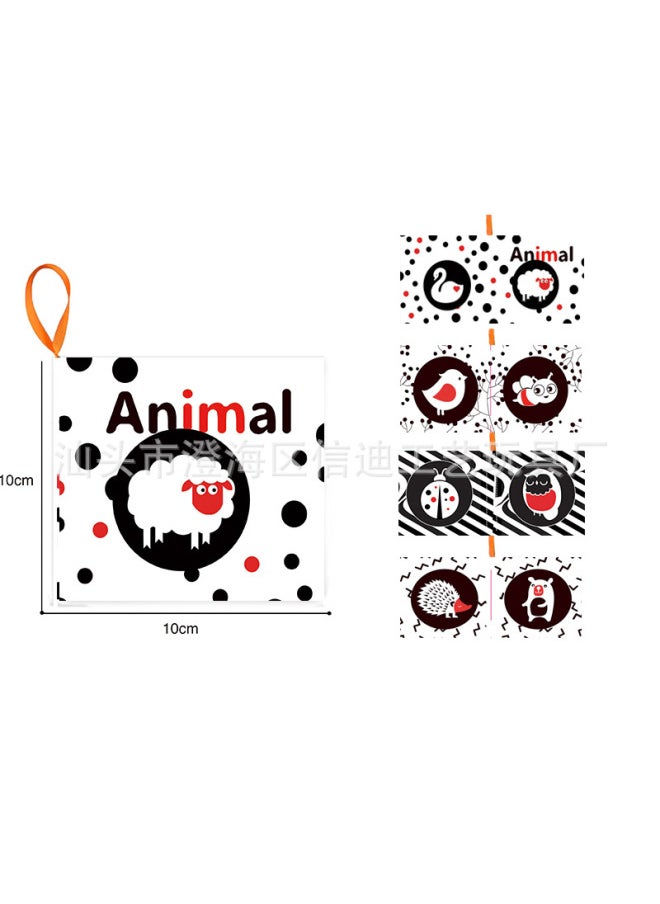 Infant Newborn Early Education Toys Can't Bite And Wash 0-1 Year Old Cognitive Enlightenment Baby Cloth Book-Color:Black And White Animal Cognitive Cloth Book-Specifications:English Version-bb With Sound Paper -4 Pages And 8 Sides  - Image 1