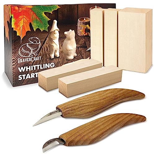 BeaverCraft Wood Carving Kit S16 - Whittling Knives Set for Beginners - Includes Carving Tools and Blank Blocks - Image 1