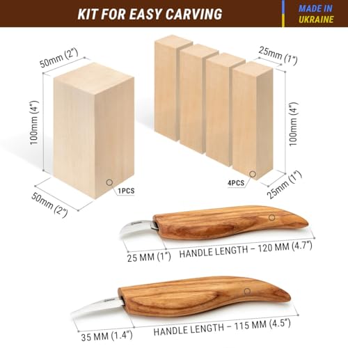 BeaverCraft Wood Carving Kit S16 - Whittling Knives Set for Beginners - Includes Carving Tools and Blank Blocks - Image 3