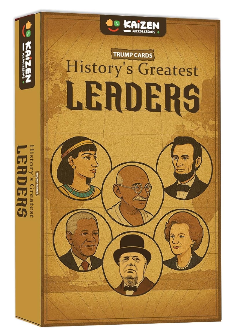 Kaizen MicroLessons History's Greatest Leaders Trump Cards – Educational & Fun Card Game for Kids, Teens & Adults – Learn About Famous World Leaders – Perfect for History Buffs (40 Cards) - Image 1