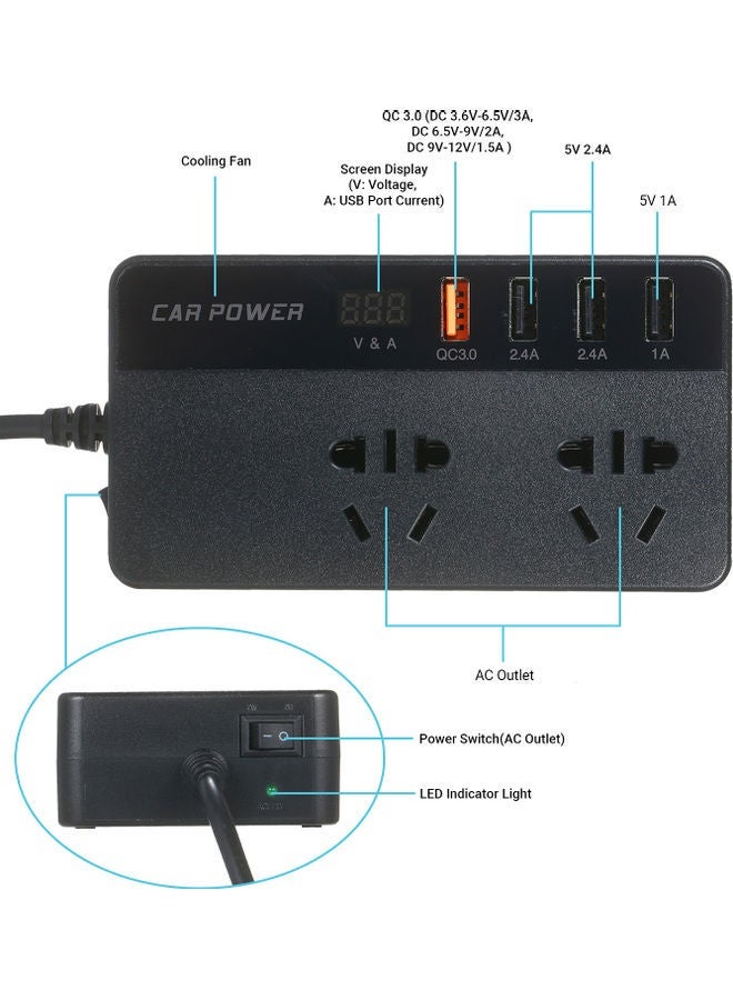 NIBEMINENT Portable Power Inverter Black - Image 4