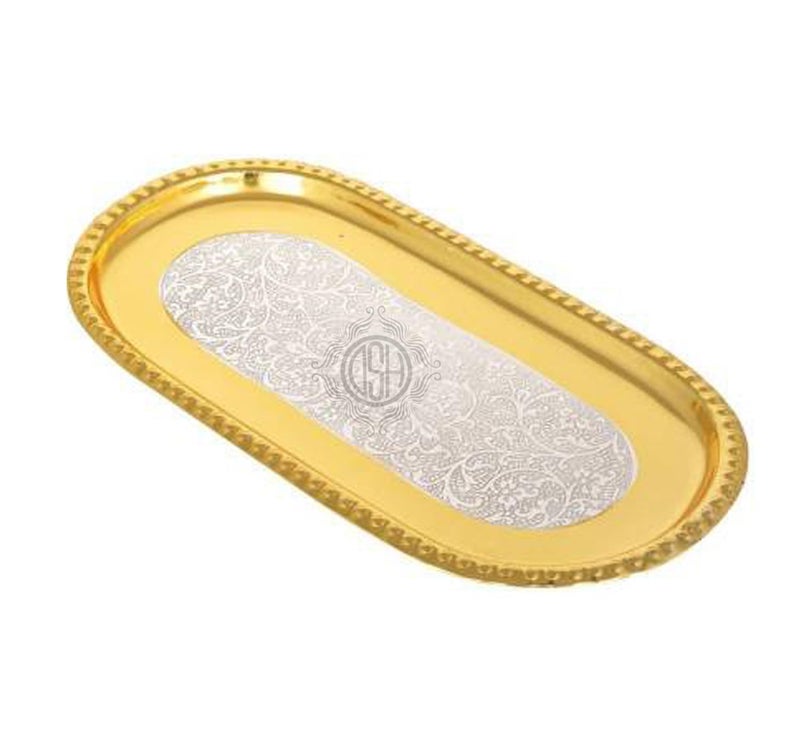 DSH Silver and Gold Plated Floral Bowl Set with Serving Spoons and Tray Used for Dry Fruit, Sweets Home Decor Item with Velvet Box - Image 3