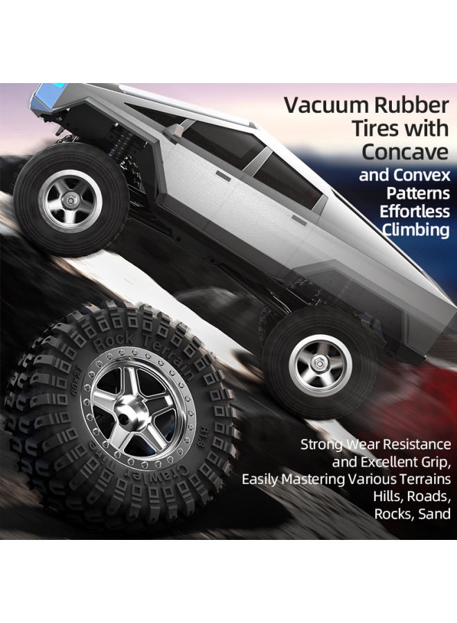 JJRC Cyberpickup Simulation Tesla Off-road Climbing Car Four-wheel Drive Big Foot RC Remote Control Car Boy Toy-Color:Light Gray + Trailer - Image 5