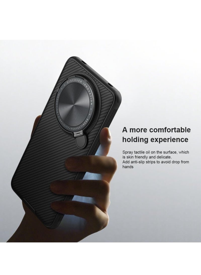 KASTWAVE Compatible with Huawei Mate 60 Pro/ 60Pro Plus Case, Folding Kickstand Holder Cover Camera Lens Privacy Protection Soft TPU Bumper Hard PC Back Shockproof (Black) - Image 2