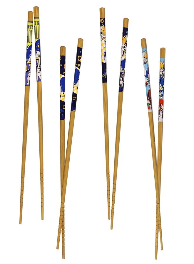 JUST FUNKY Sonic The Hedgehog Chopsticks Character Designed Reusable Bamboo Set - 4 Pairs - Image 1