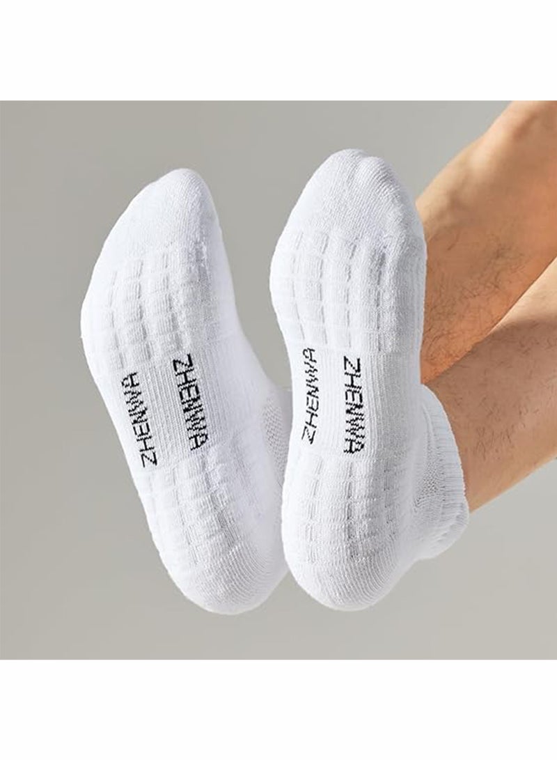 يوڠام 4 أزواج من جوارب الطاقم الرياضية القطنية بنسبة 100% للرجال، مضادة للرائحة، بطول منتصف الساق، قابلة للتنفس ومناسبة لكرة السلة وكرة القدم - Image 4