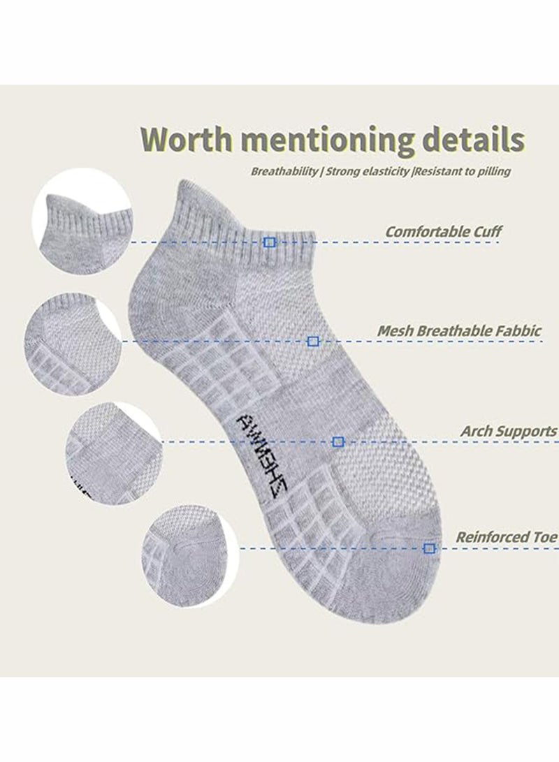 يوڠام 4 أزواج من جوارب الطاقم الرياضية القطنية بنسبة 100% للرجال، مضادة للرائحة، بطول منتصف الساق، قابلة للتنفس ومناسبة لكرة السلة وكرة القدم - Image 5
