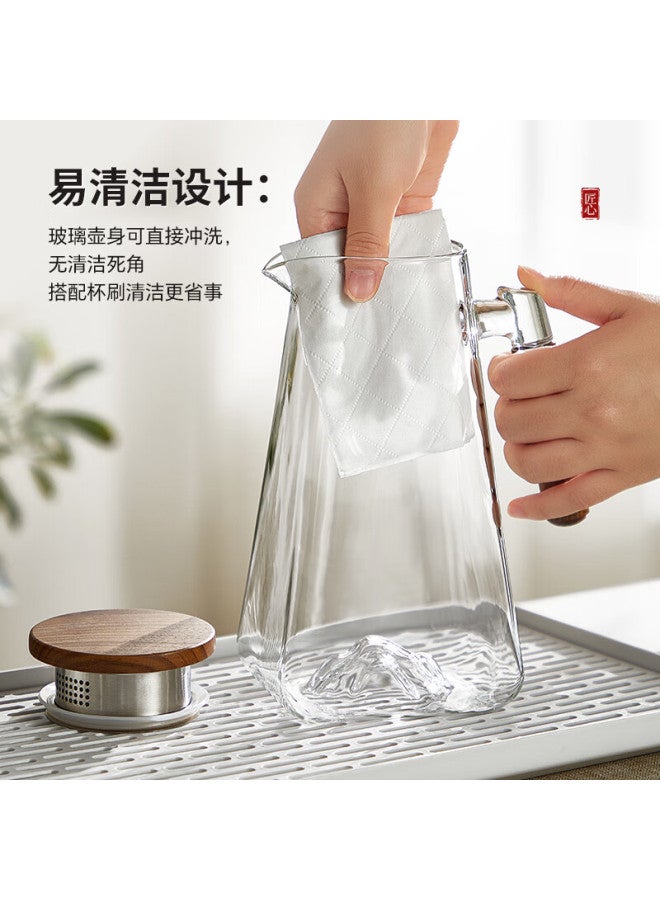 Yihutea Yihu Tea Large Capacity Cold Water Pitcher High Borosilicate Heat-resistant Glass With Wooden Handle Household Juice And Fruit Tea Pot - Image 2