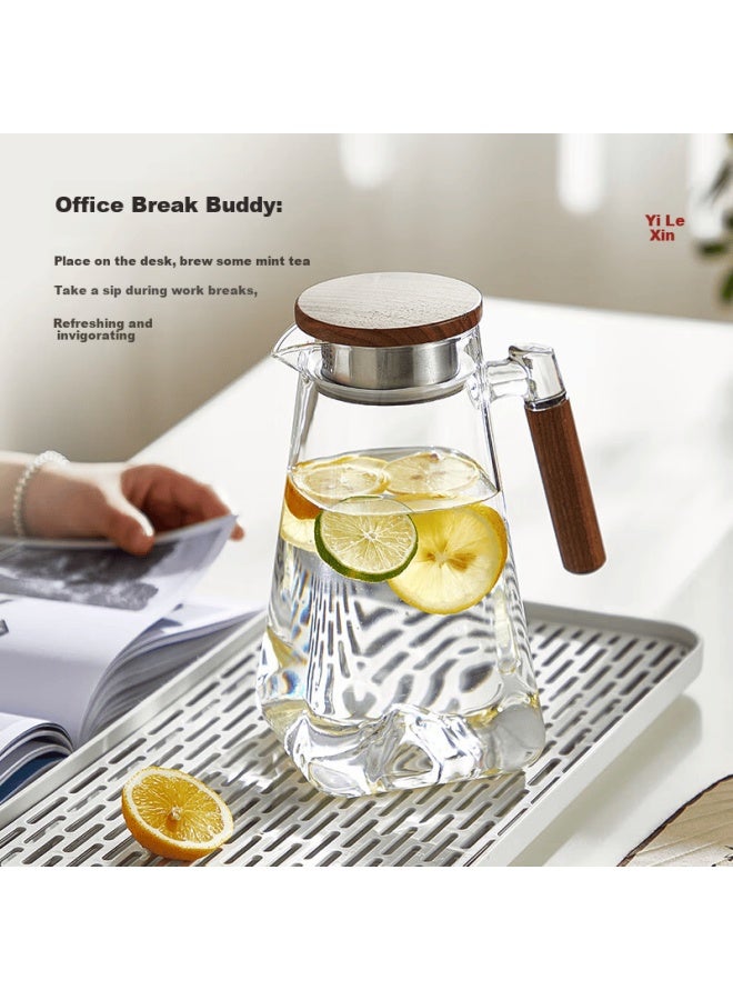 Yihutea Yihu Tea Large Capacity Cold Water Pitcher High Borosilicate Heat-resistant Glass With Wooden Handle Household Juice And Fruit Tea Pot - Image 3