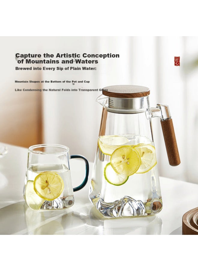 Yihutea Yihu Tea Large Capacity Cold Water Pitcher High Borosilicate Heat-resistant Glass With Wooden Handle Household Juice And Fruit Tea Pot - Image 1
