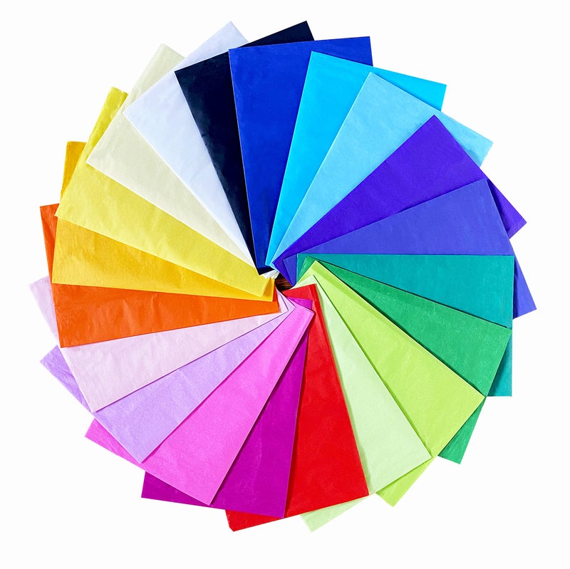 SOL 20pk Coloured Tissue Paper for Wrapping Gifts Crafts  Party Decorations  Assorted Colours 66cm x 50cm Sheets