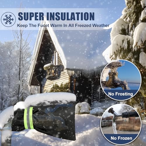 nabreeli 4Pack Outdoor Faucet Covers for Winter Freeze Protection 8.5″x5.9″x1.9″ Thicker Hose Bib Covers for Wall Taps Outside, Insulated Bags Spigot Cover with Unique Reflective Strips, Christmas Gifts - Image 2
