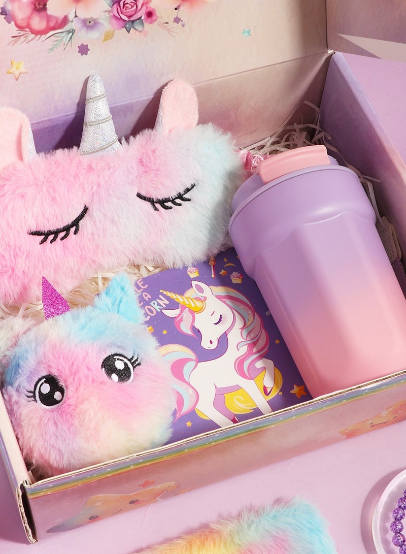 KINGMAZI Unicorns Gifts for Girls 5 6 7 8 9 10+ Years Old, Kids Unicorn Toys with Light Up Plush Star Pillow, Diary, Headband, Eye Mask, Water Bottle, Soft Plush Toys Set for Teens Birthday Gifts - Image 4