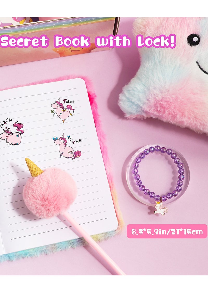 KINGMAZI Unicorns Gifts for Girls 5 6 7 8 9 10+ Years Old, Kids Unicorn Toys with Light Up Plush Star Pillow, Diary, Headband, Eye Mask, Water Bottle, Soft Plush Toys Set for Teens Birthday Gifts - Image 3