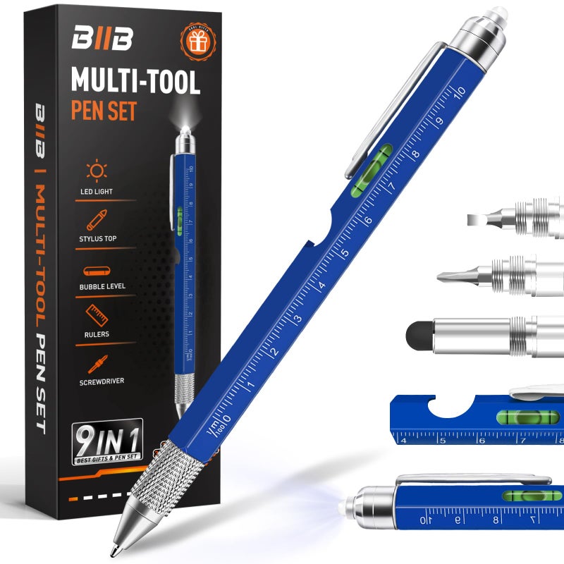 BIIB Valentines Gifts for Men 9 in 1 Multitool Pen Mens Gifts for Dad Him Husband Boyfriend Dad Gifts from Daughter Gifts for Men Who Have Everything Cool Tools