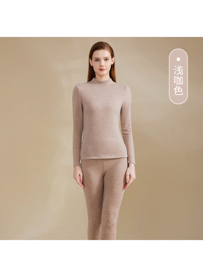 Class A German Velvet Cashmere Silk Heat-retaining Half-high Collar Thermal Underwear Set For Couples, Autumn And Winter 10a Antibacterial Thermal Tops And Bottoms