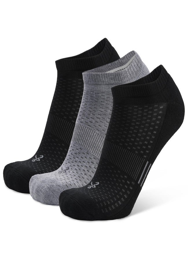 Balega Tempo 3 pack High-Performance Athletic Socks – Anti-Blister, Moisture-Wicking, Breathable Fabric, Cushioned, Temperature-Regulating – Secure Fit for Running and Sports, Black and Grey, Small - Image 1