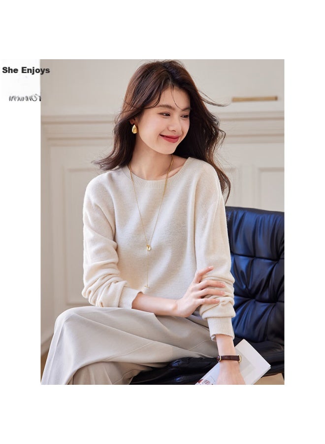 She Enjoys 100% Pure Wool Sweater, Women's Round Neck, Warm Top, Autumn And Winter Inner Layer, Base Layer, Knitted Sweater, T144z8004 - Image 2