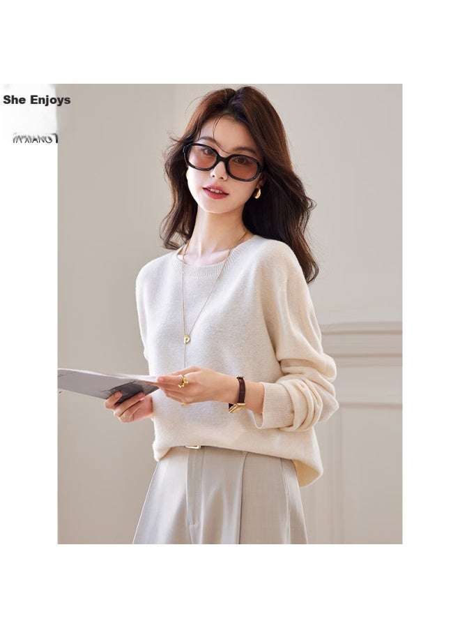 She Enjoys 100% Pure Wool Sweater, Women's Round Neck, Warm Top, Autumn And Winter Inner Layer, Base Layer, Knitted Sweater, T144z8004 - Image 5