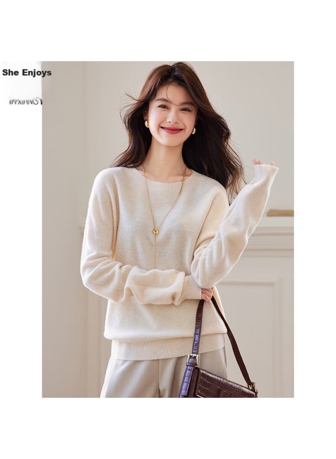 She Enjoys 100% Pure Wool Sweater, Women's Round Neck, Warm Top, Autumn And Winter Inner Layer, Base Layer, Knitted Sweater, T144z8004 - Image 3