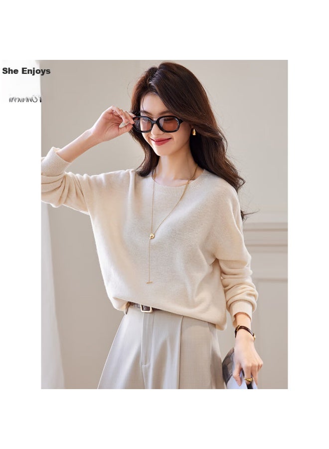She Enjoys 100% Pure Wool Sweater, Women's Round Neck, Warm Top, Autumn And Winter Inner Layer, Base Layer, Knitted Sweater, T144z8004 - Image 4