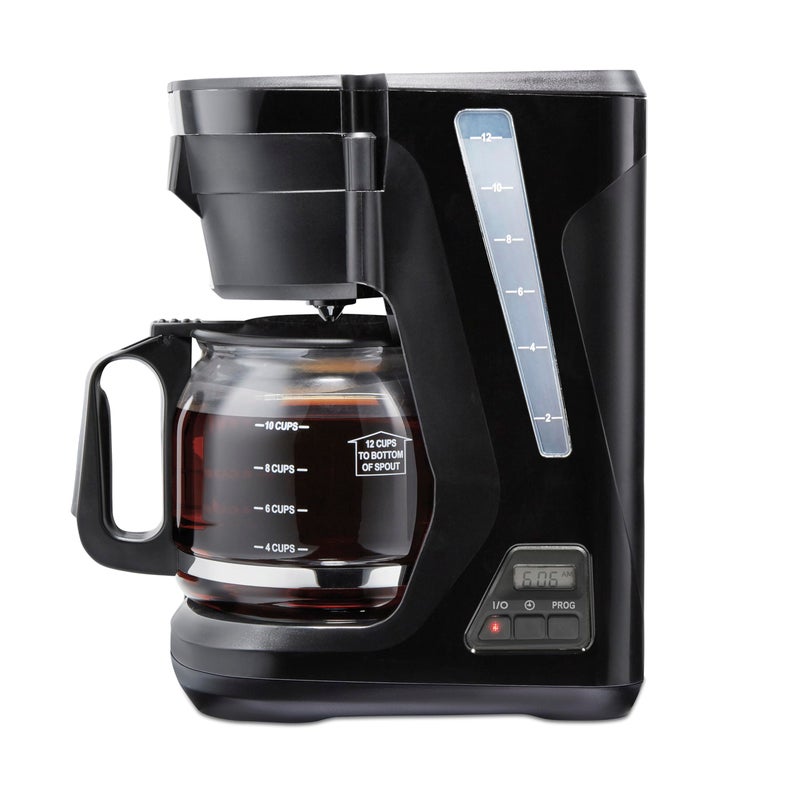 Proctor Silex FrontFill Drip Coffee Maker Digital Programmable 12 Cup Glass Carafe Black and Silver 43685PS