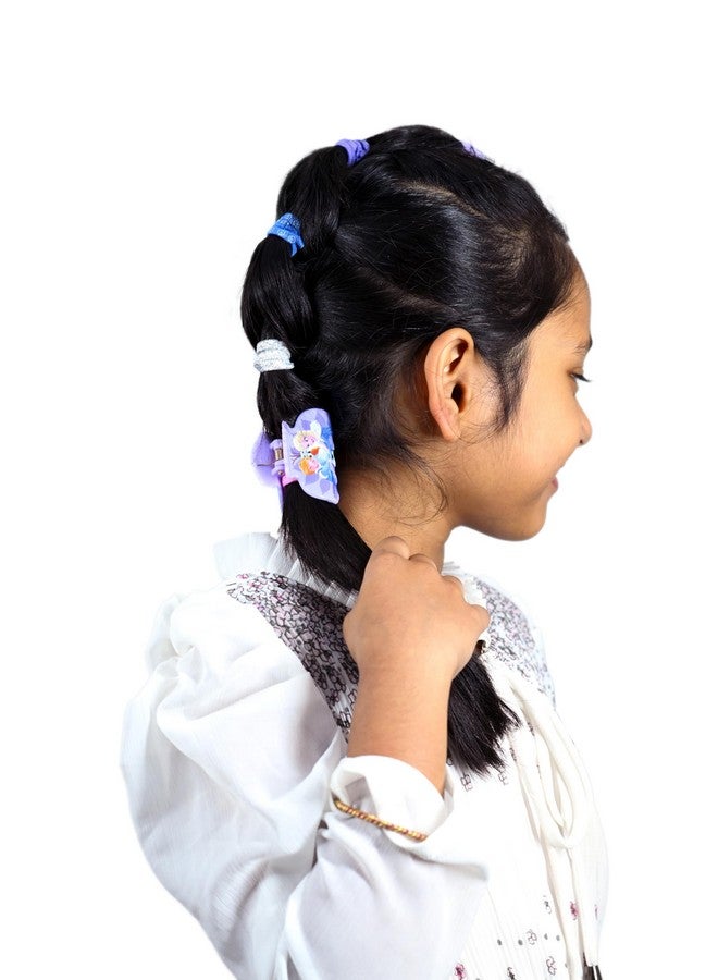 Yellow Bee Disney Frozen Hair Tie Set with Matching Clutcher - Purple, Pink & Glitter, 13-Piece - Image 3