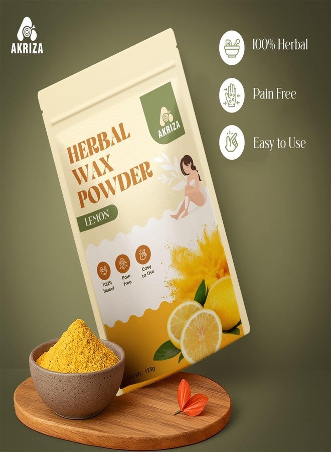 AKRIZA Painless Herbal Wax Powder for Hair Removal - 125g | For Women & Men | Quick & Easy Use on Hands, Legs, Underarms, Bikini & Intimate Areas | No Chemicals, No Irritation, All Skin Types (125 Gm, Lemon) - Image 4