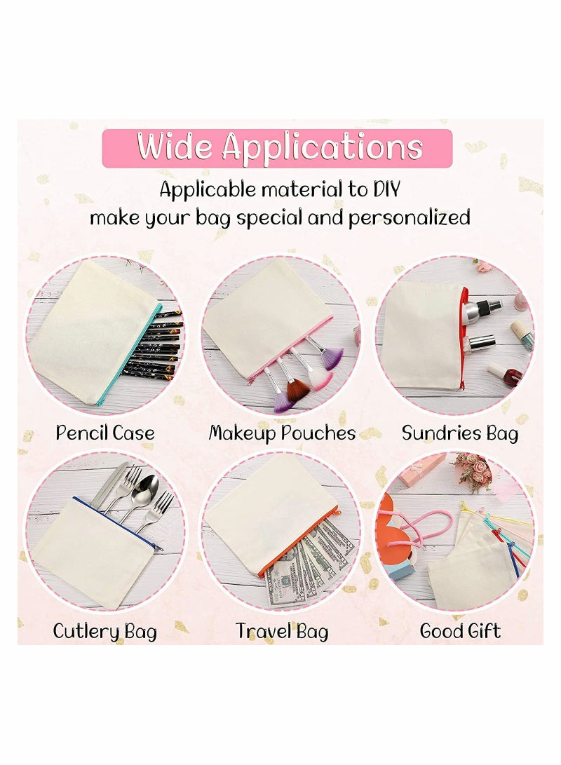 KASTWAVE Blank DIY Craft Bag Canvas Pen Case, Canvas Zipper Pouch Bags Canvas Pencil Pouch Canvas Makeup Bags(7.87 x 5.70 Inches, M) - Image 5