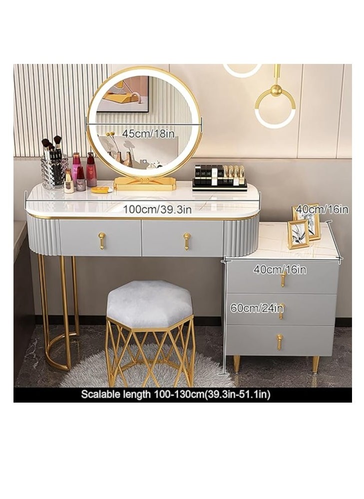 Cool Baby COOLBABY Makeup Dressing Table Set with Drawers Removable 3 Drawer Chest Dressing Table with Dressing Table Upholstered Chair  - Image 2