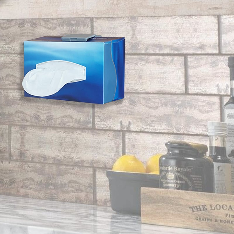 Tissue Box Holder TFY Kitchen Wall Mount Compatible with Facial Tissues and Other Napkin Paper Boxes Gray