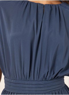 Styli Pleated Wide Leg Round Neck Jumpsuit  - Image 3
