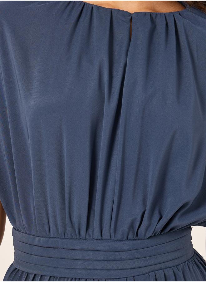 Styli Pleated Wide Leg Round Neck Jumpsuit  - Image 3