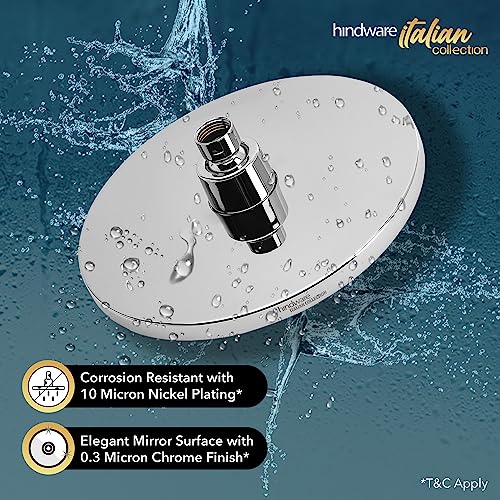 Hindware ABS 200mm Single Flow Overhead Shower | Wall Mounted | Chrome Finish & Nickel Plating | Without Arm | Rubbit Cleaning System | Sustains High Water Pressure - Image 3