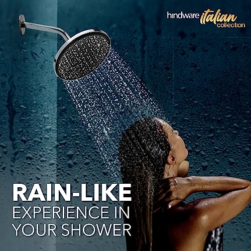 Hindware ABS 200mm Single Flow Overhead Shower | Wall Mounted | Chrome Finish & Nickel Plating | Without Arm | Rubbit Cleaning System | Sustains High Water Pressure - Image 2