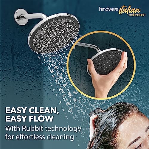 Hindware ABS 200mm Single Flow Overhead Shower | Wall Mounted | Chrome Finish & Nickel Plating | Without Arm | Rubbit Cleaning System | Sustains High Water Pressure - Image 4