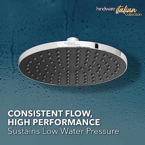Hindware ABS 200mm Single Flow Overhead Shower | Wall Mounted | Chrome Finish & Nickel Plating | Without Arm | Rubbit Cleaning System | Sustains High Water Pressure - Image 5