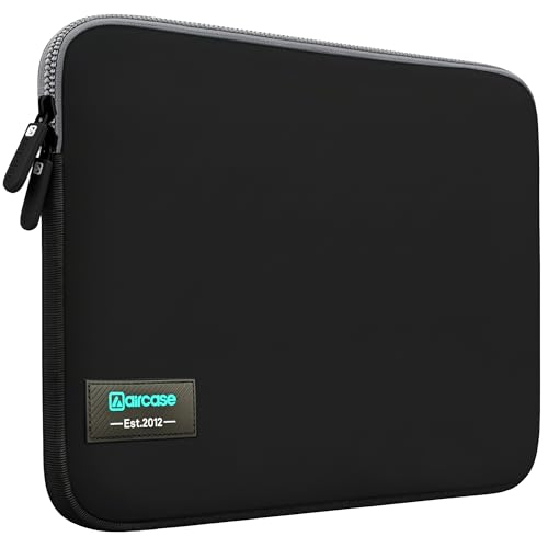 AirCase Neoprene Laptop Sleeve Case Cover for 13.3 Inch MacBook, Dell, HP, Lenovo, More| Water-Resistant, Shockproof Padding, Scratch-Proof| Slim Fit, Wrinkle Free, TSA Security Friendly (Black-Grey) - Image 1
