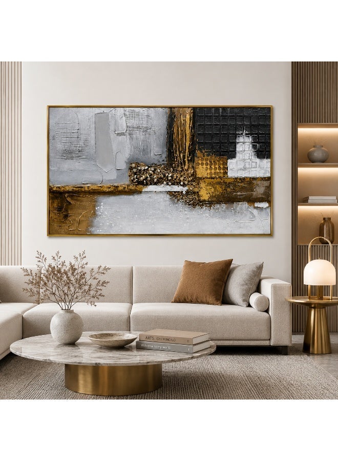 لوحة جدارية تجريدية فاخرة 120×60 سم بتصميم أسود وذهبي ثلاثي الأبعاد من الأكريليك مع إطار ذهبي لديكور غرفة المعيشة والمكتب والفيلا - Image 4