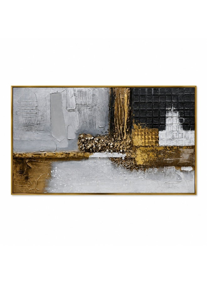 لوحة جدارية تجريدية فاخرة 120×60 سم بتصميم أسود وذهبي ثلاثي الأبعاد من الأكريليك مع إطار ذهبي لديكور غرفة المعيشة والمكتب والفيلا - Image 2