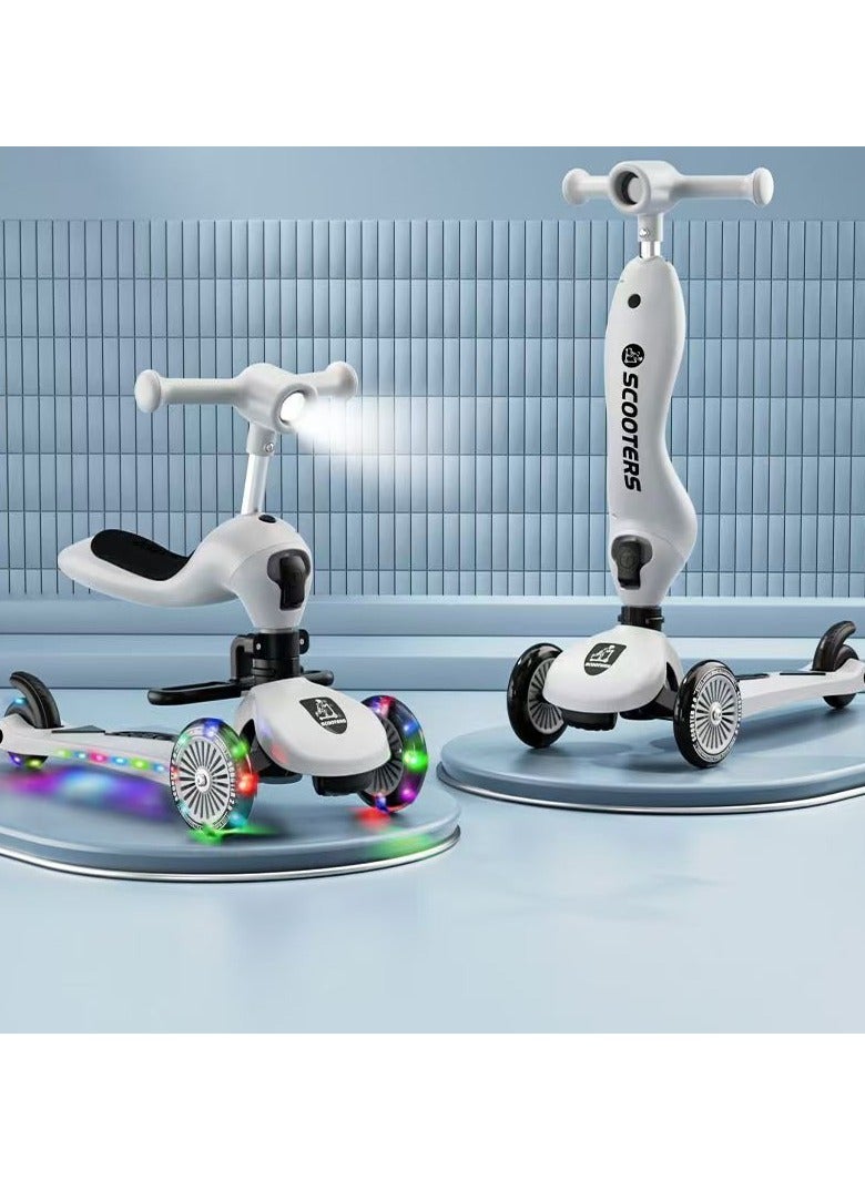  CityRiya-Long سكوتر الأطفال ، الدراجات البخارية ذات العجلات ذات 3 عجلات للأطفال ، و 2 في 1 من الأطفال الدراجات البخارية للطفل مع ارتفاع قابل للتعديل ، والسكوتر الصغير مع ضوء LED ومقعد قابل للإزالة للفتيان الفتيات الذين تتراوح أعمارهم بين 2 و 12 عامًا ، رمادي ، رمادي - Image 1