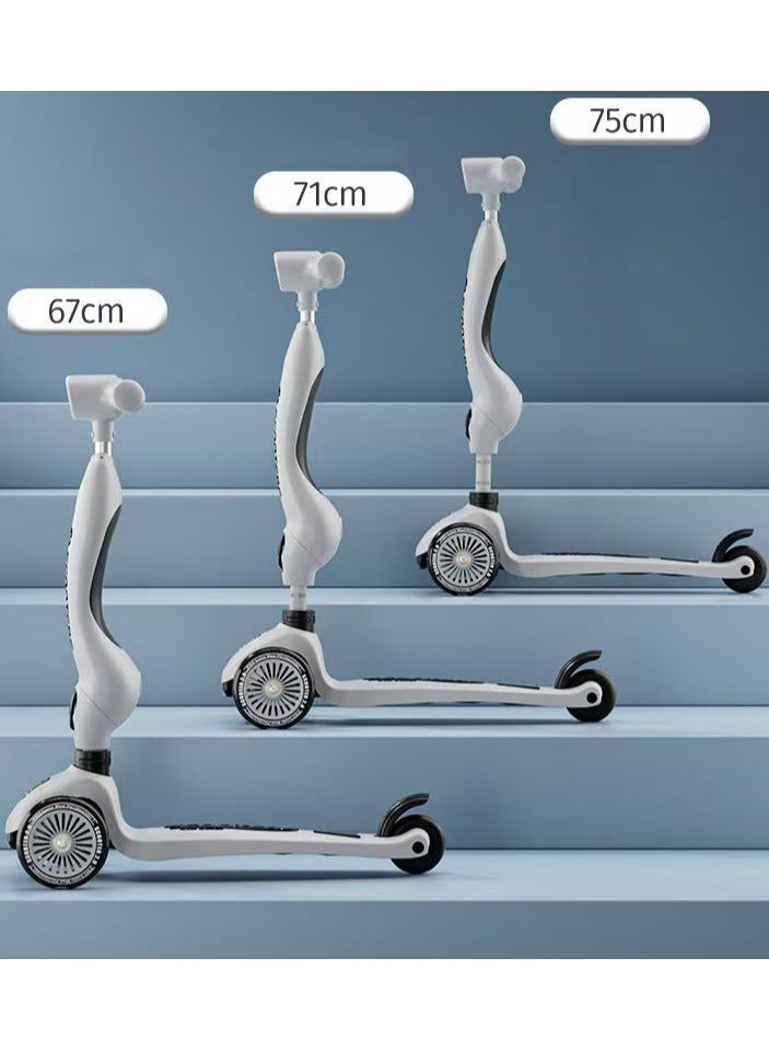  CityRiya-Long سكوتر الأطفال ، الدراجات البخارية ذات العجلات ذات 3 عجلات للأطفال ، و 2 في 1 من الأطفال الدراجات البخارية للطفل مع ارتفاع قابل للتعديل ، والسكوتر الصغير مع ضوء LED ومقعد قابل للإزالة للفتيان الفتيات الذين تتراوح أعمارهم بين 2 و 12 عامًا ، رمادي ، رمادي - Image 2