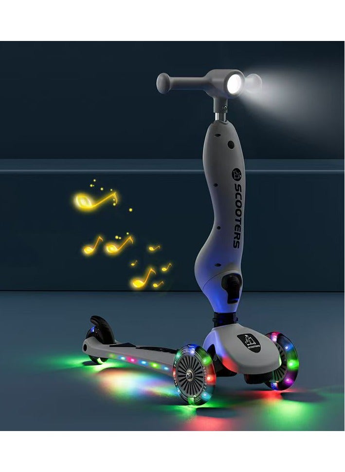  CityRiya-Long سكوتر الأطفال ، الدراجات البخارية ذات العجلات ذات 3 عجلات للأطفال ، و 2 في 1 من الأطفال الدراجات البخارية للطفل مع ارتفاع قابل للتعديل ، والسكوتر الصغير مع ضوء LED ومقعد قابل للإزالة للفتيان الفتيات الذين تتراوح أعمارهم بين 2 و 12 عامًا ، رمادي ، رمادي - Image 3