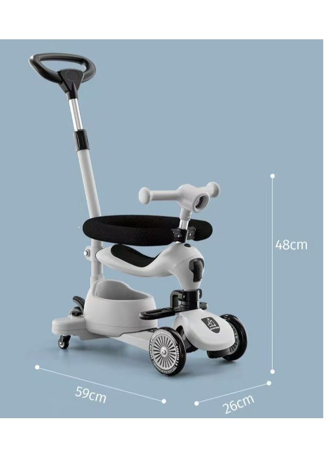  CityRiya-Long سكوتر الأطفال ، الدراجات البخارية ذات العجلات ذات 3 عجلات للأطفال ، و 2 في 1 من الأطفال الدراجات البخارية للطفل مع ارتفاع قابل للتعديل ، والسكوتر الصغير مع ضوء LED ومقعد قابل للإزالة للفتيان الفتيات الذين تتراوح أعمارهم بين 2 و 12 عامًا ، رمادي ، رمادي - Image 4