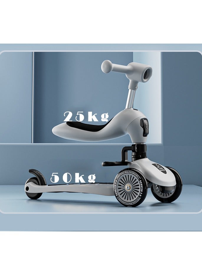  CityRiya-Long سكوتر الأطفال ، الدراجات البخارية ذات العجلات ذات 3 عجلات للأطفال ، و 2 في 1 من الأطفال الدراجات البخارية للطفل مع ارتفاع قابل للتعديل ، والسكوتر الصغير مع ضوء LED ومقعد قابل للإزالة للفتيان الفتيات الذين تتراوح أعمارهم بين 2 و 12 عامًا ، رمادي ، رمادي - Image 5